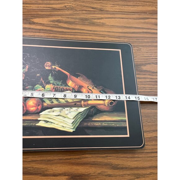 11”x15” black pressed wood placemats with violin music fruit - Picture 5 of 5